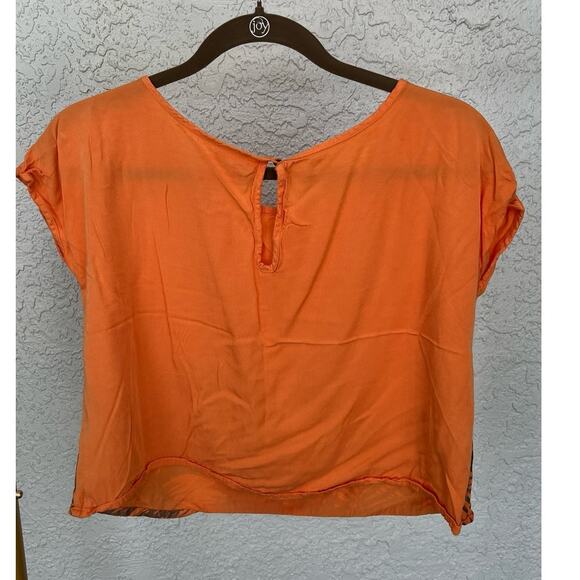 Vero Moda Silver Palms Trees Sunset Orange Cropped Top - Size Large - Picture 3 of 9